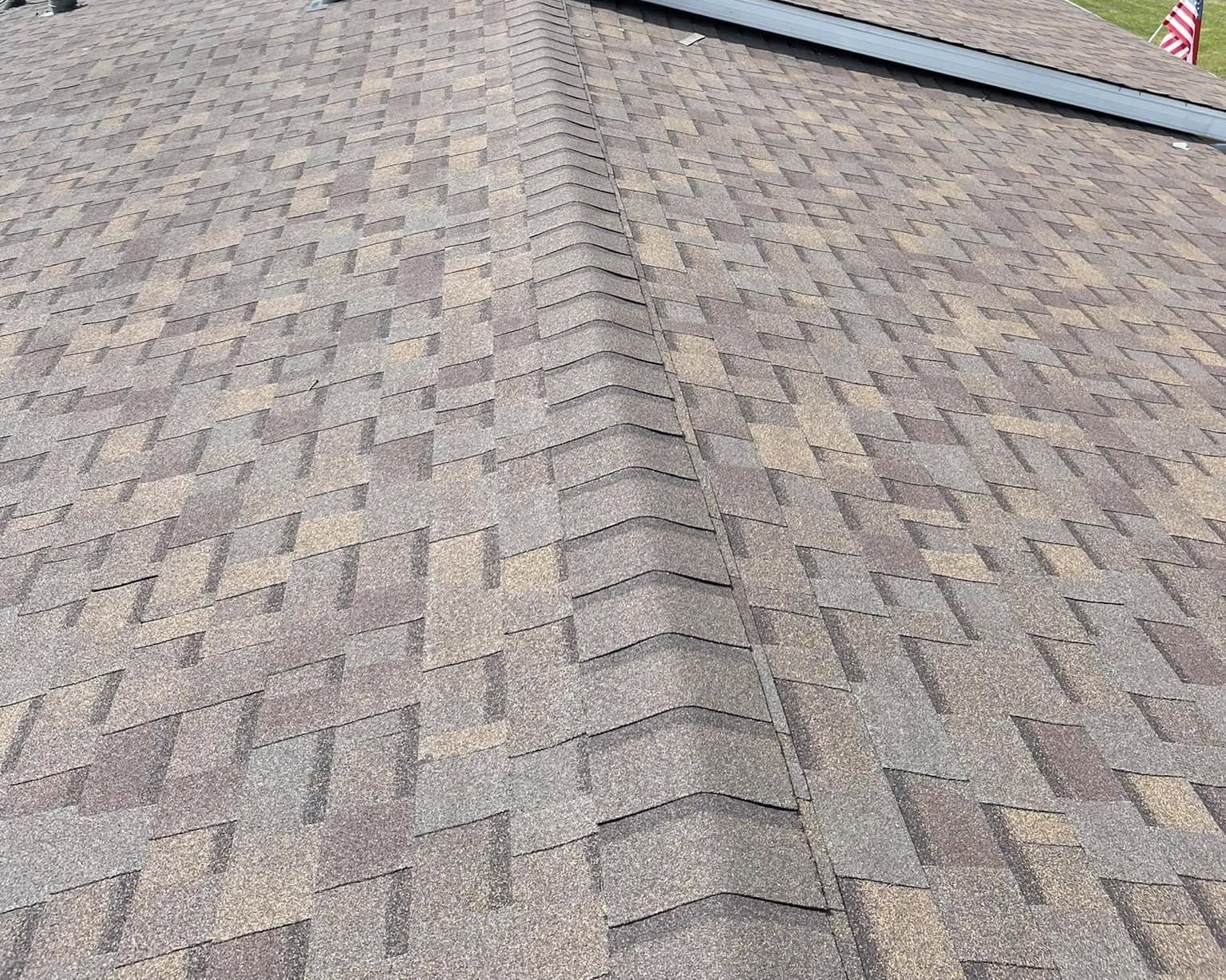 close-up of a new asphalt shingle roof