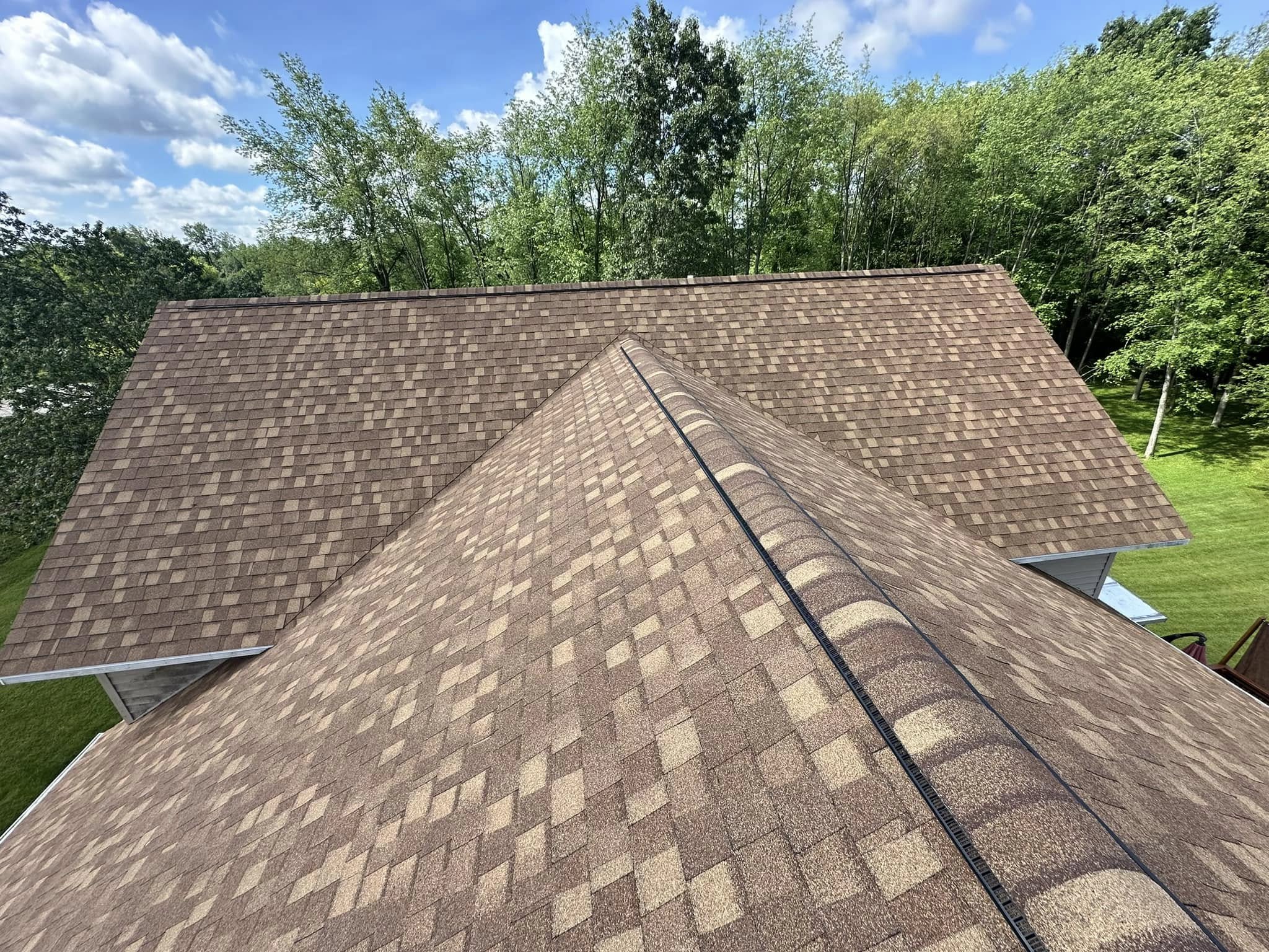 a new tan shingle roof