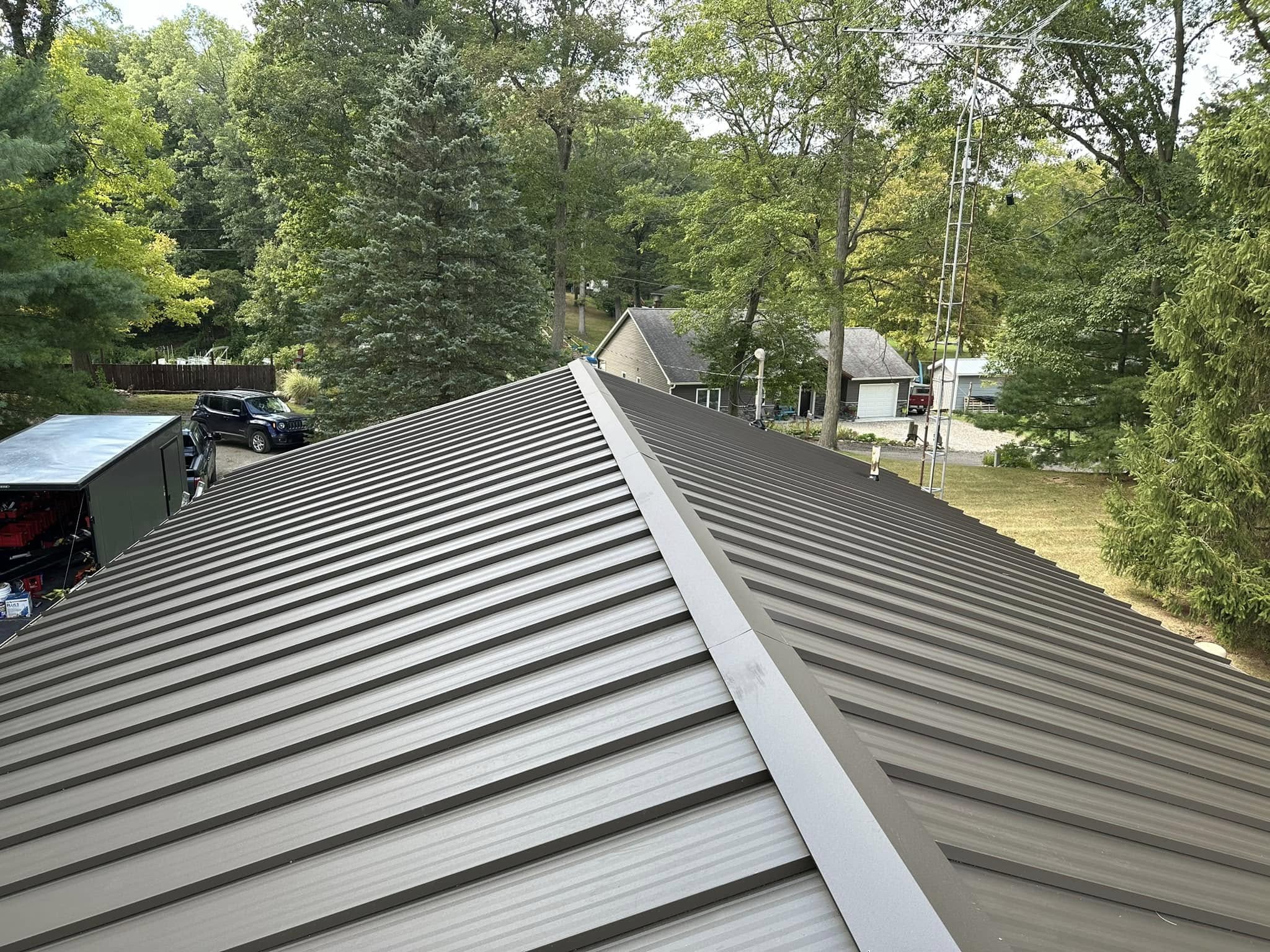 close-up of a dark metal roof