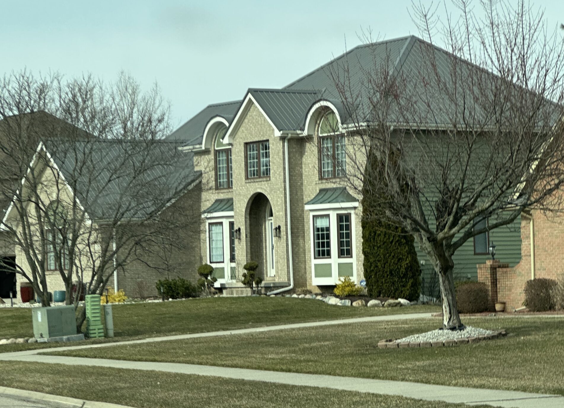 A house with a new shingle roof