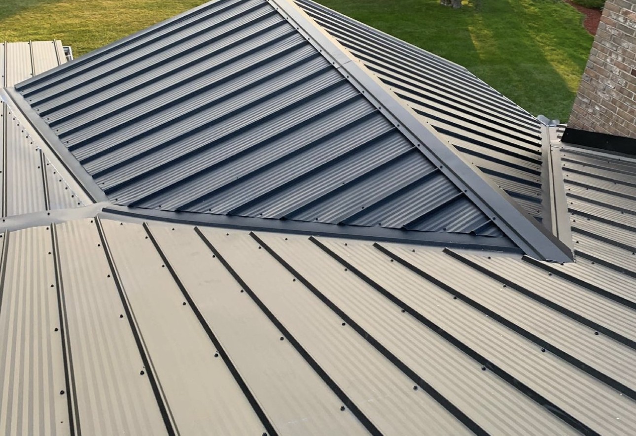 close-up of a metal roof