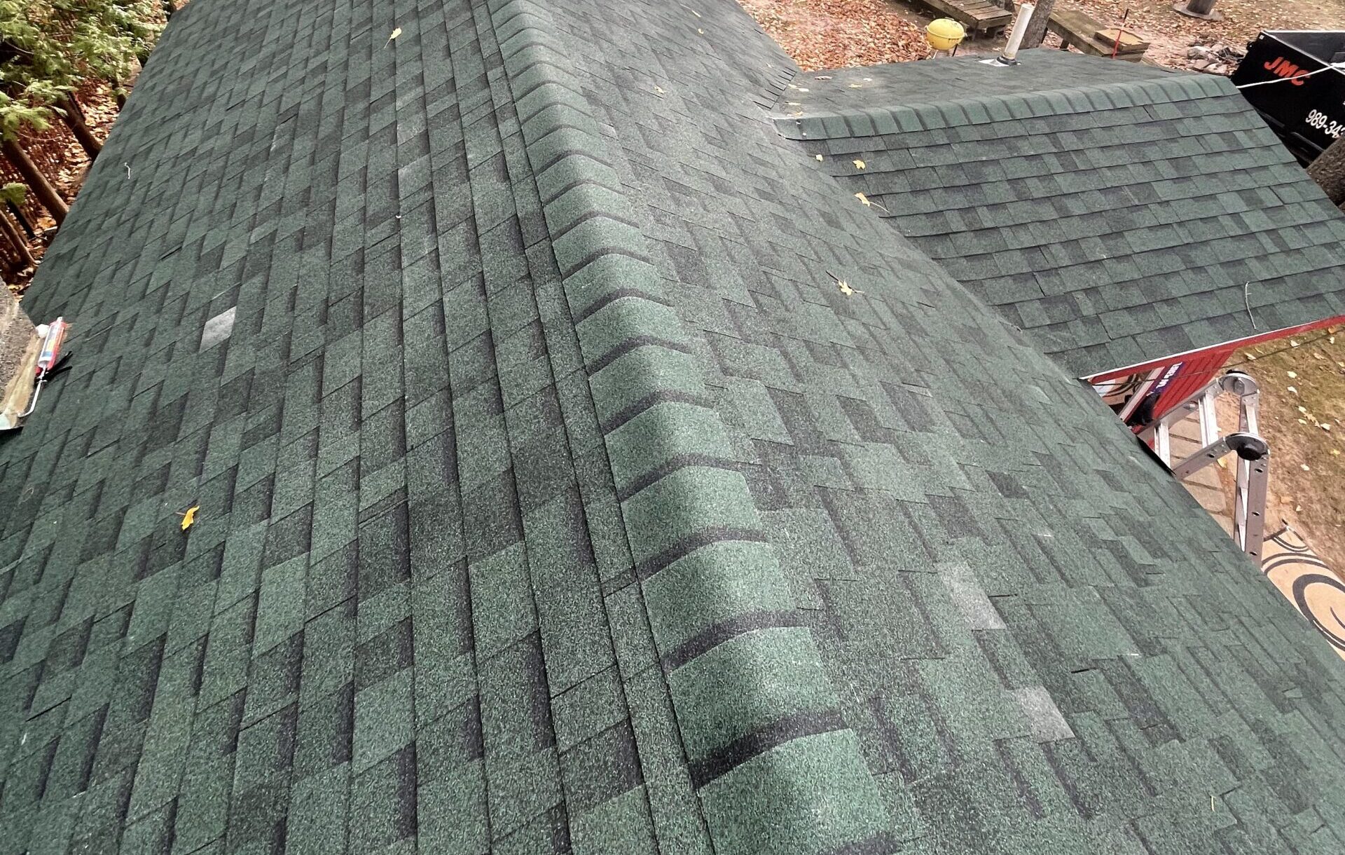 green asphalt roof